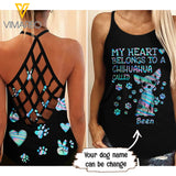 Personalized Chihuahua Criss-Cross Open Back Camisole Tank Top AUG-LN03