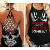Property Of My Super Sexy October Guy Criss-Cross Open Back Camisole Tank Top SEP-QH07