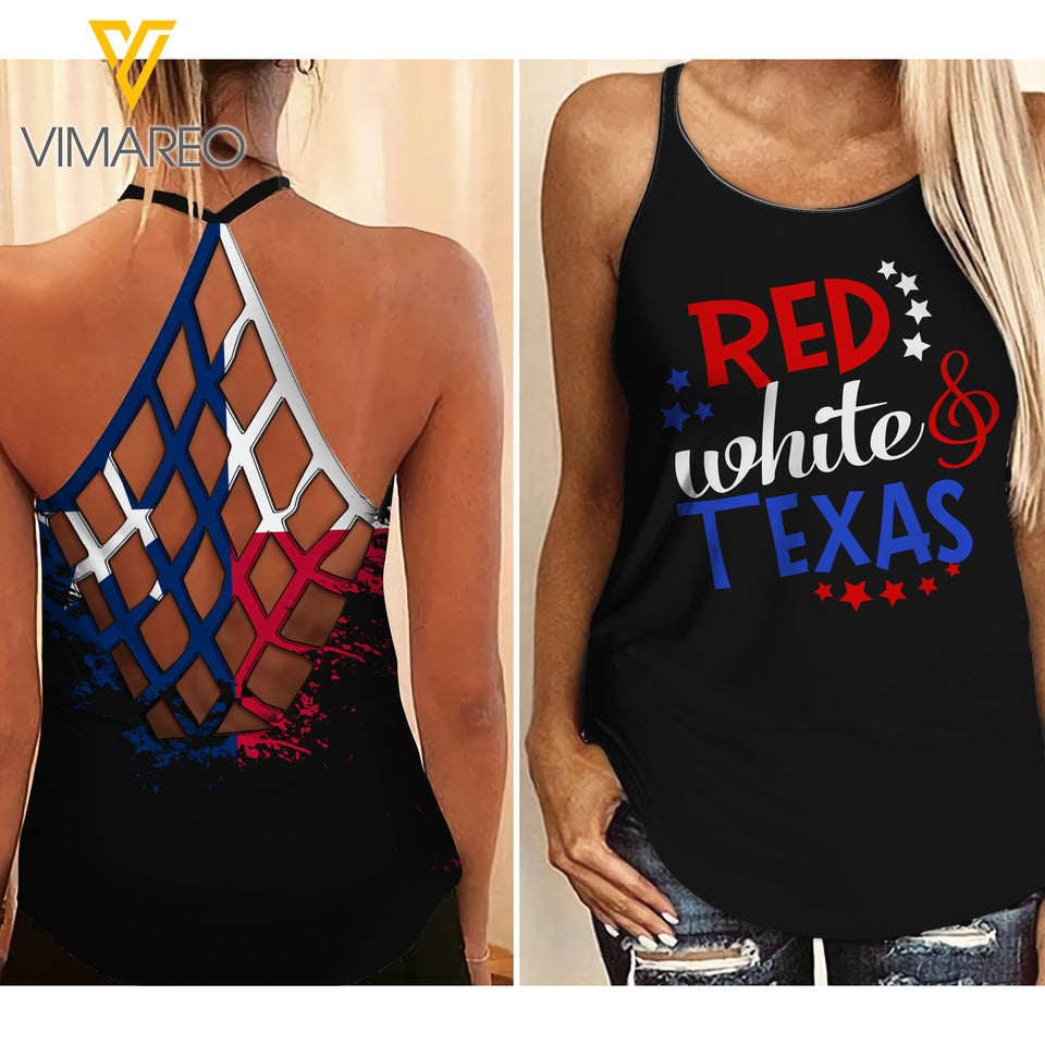 Texas Girl Criss-Cross Open Back Camisole Tank Top MAR-DT22