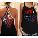 Texas Girl Criss-Cross Open Back Camisole Tank Top MAR-DT22