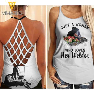 VMMH WELDER Criss-Cross Open Back Camisole Tank Top MAR-DT11