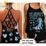 Personalized Beagle Criss-Cross Open Back Camisole Tank Top AUG-LN03