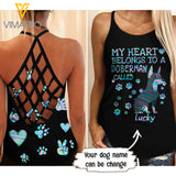 Personalized Doberman Criss-Cross Open Back Camisole Tank Top AUG-LN03