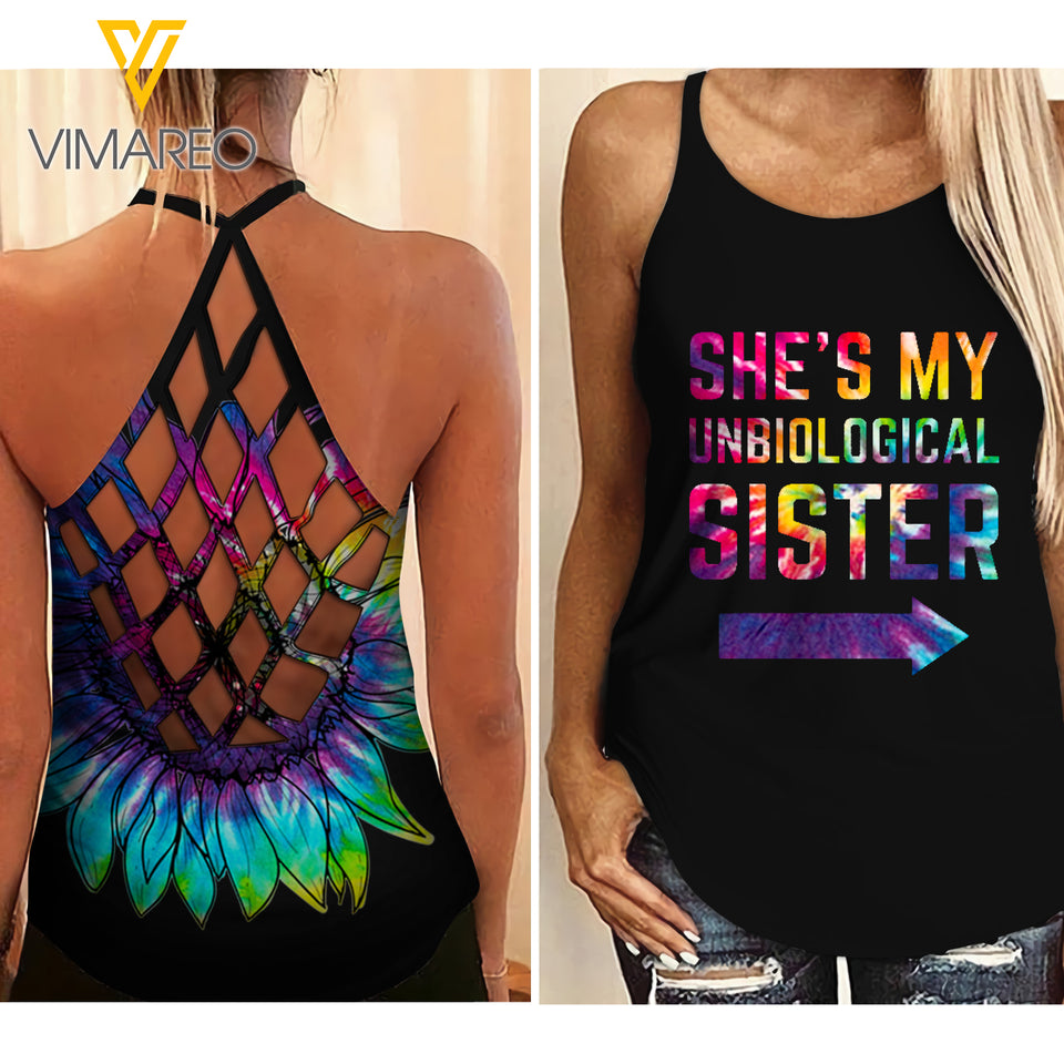 She's My Unbiological Sister Criss-Cross Open Back Camisole Tank Top MAR-QH27
