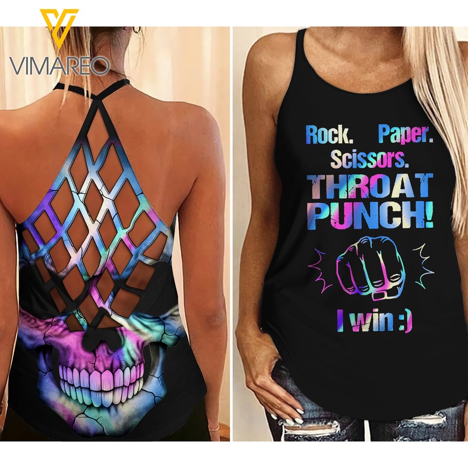 Rock Paper Girl Criss-Cross Open Back Camisole Tank Top MAR-QH24