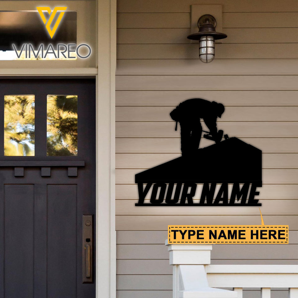 Personalized Roofer Cut Metal Sign SEP-MQ13