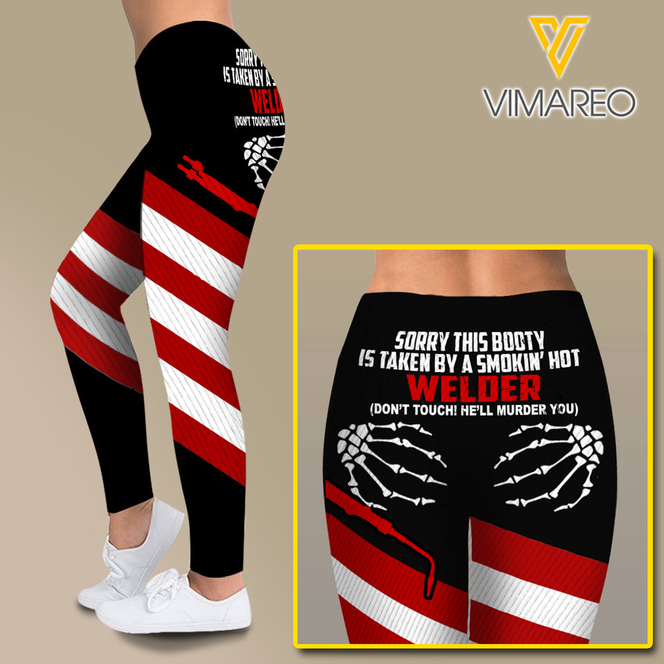 Taken by a Hot Smokin Welder Criss-Cross Open Back Camisole Tank Top Legging