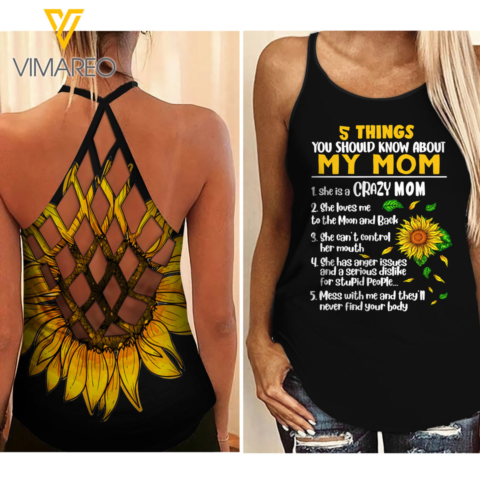 KHMD MY MOM Girl Criss-Cross Tank Top