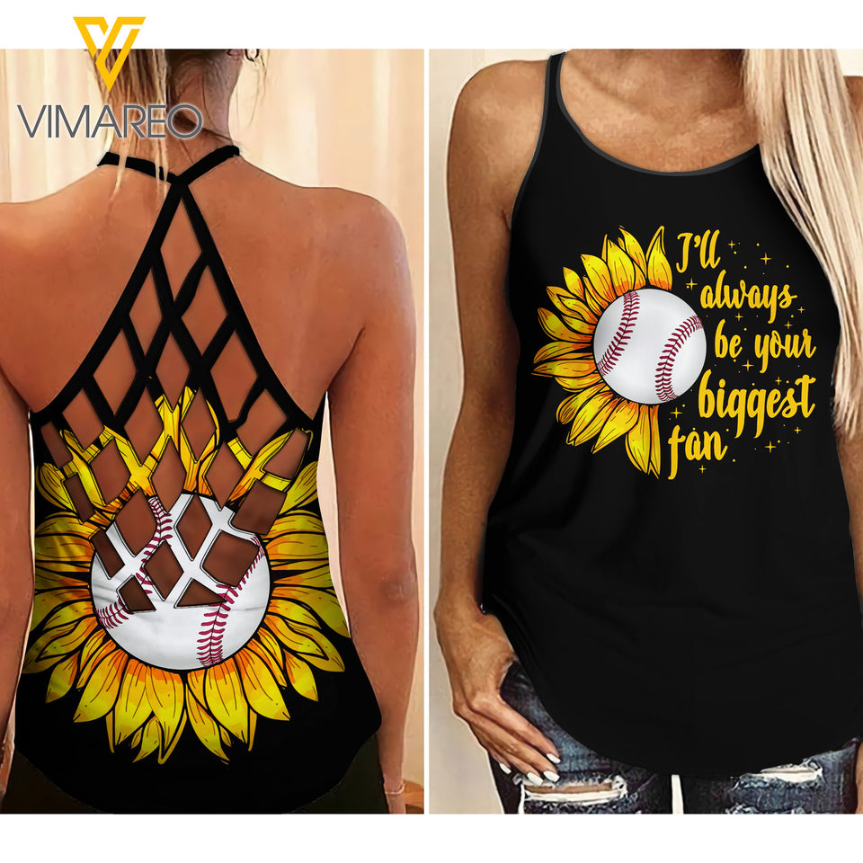 KHMD I'LL ALWAYS BE YOUR BIGGEST FAN BASEBALL Criss-Cross Tank Top