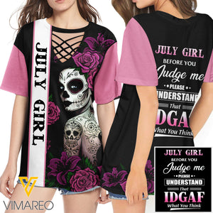 KHMD JULY GIRL 3D Printed Lace up T-Shirt 2306