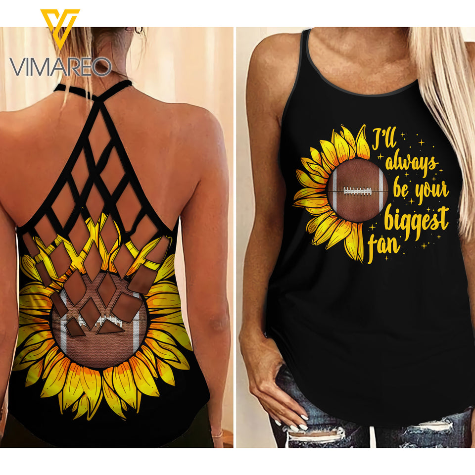KHMD I'LL ALWAYS BE YOUR BIGGEST FAN FOOTBALL Criss-Cross Tank Top