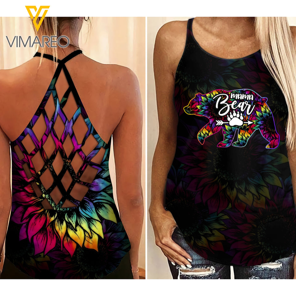 KHMD MAMA BEAR Criss-Cross Tank Top Legging