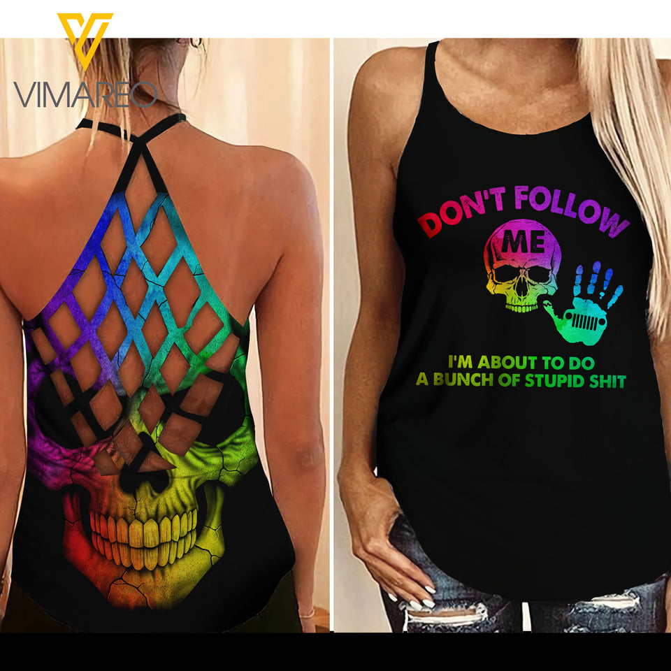 KHMD DON'T FOLLOW ME Girl Criss-Cross Tank Top