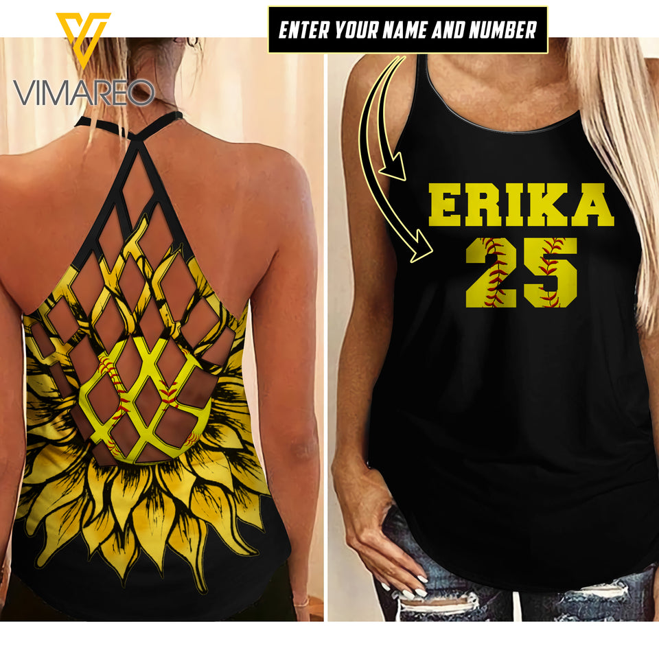 KHMD CUSTOM SOFTBALL Girl Criss-Cross Tank Top 1304