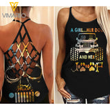 KHMD A GIRL .. HER DOG 1 Girl Criss-Cross Tank Top