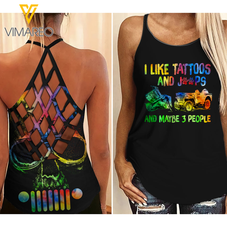 KHMD MAYBE 3 PEOPLE Girl Criss-Cross Tank Top