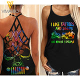 KHMD MAYBE 3 PEOPLE Girl Criss-Cross Tank Top