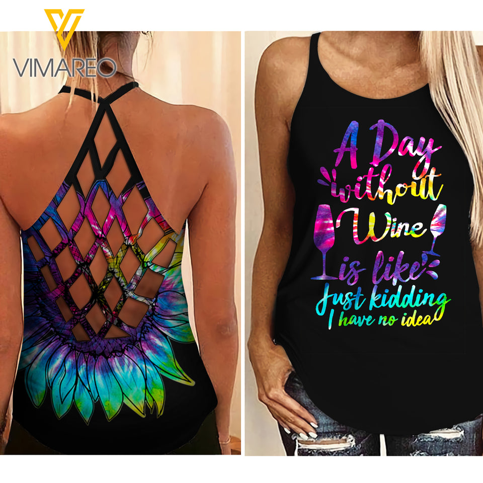 KHMD WINE Girl Criss-Cross Tank Top 2903