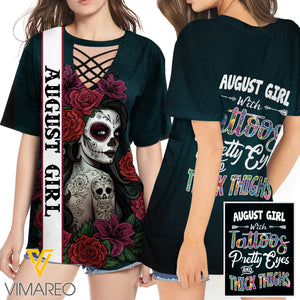 KHMD AUGUST GIRL 3D Printed Lace up T-Shirt 2306