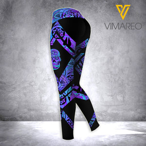 KHMD GOOD GIRL WINE Criss-Cross CHAOTIC Tank Top Legging