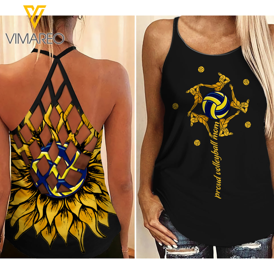 KHMD PROUD VOLLEYBALL MOM Girl Criss-Cross Tank Top