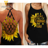 KHMD SUNFLOWER GRANDMAS + GIGI Criss-Cross Open Back Camisole Tank Top