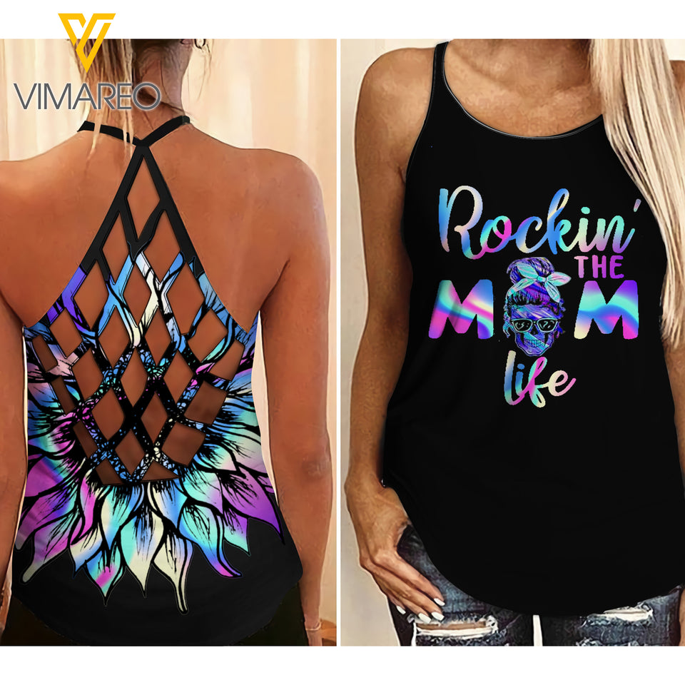 KHMD MOM ROCKIN Criss-Cross Tank Top 0804