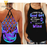 KHMD GOOD GIRL WINE Criss-Cross CHAOTIC Tank Top Legging