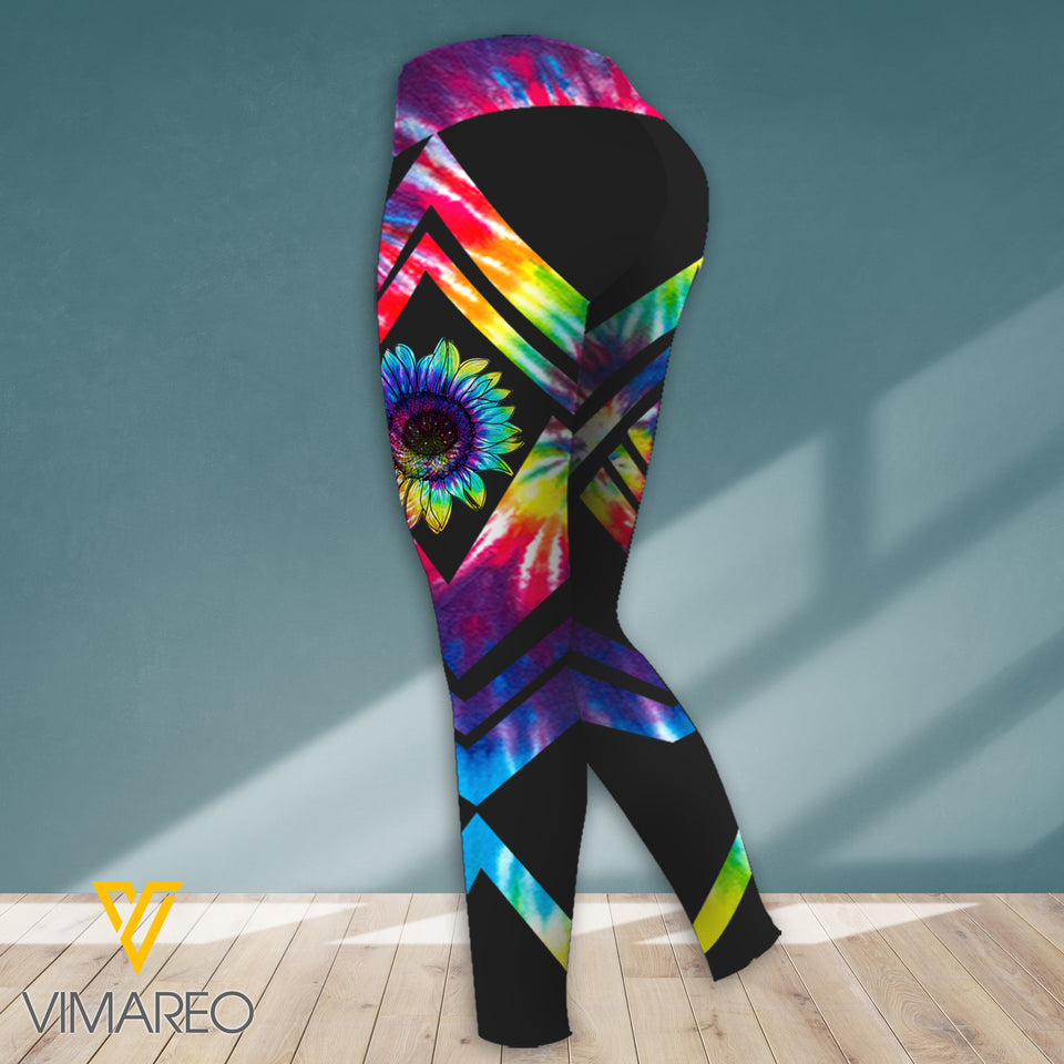 SEPTEMBER GIRL SUNFLOWER TIE DYE SPORT BRA/LEGGING