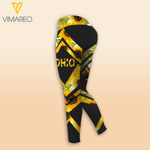 OHIO DOG WINE GIRL SUNFLOWER CRISS-CROSS TANK TOP LEGGING