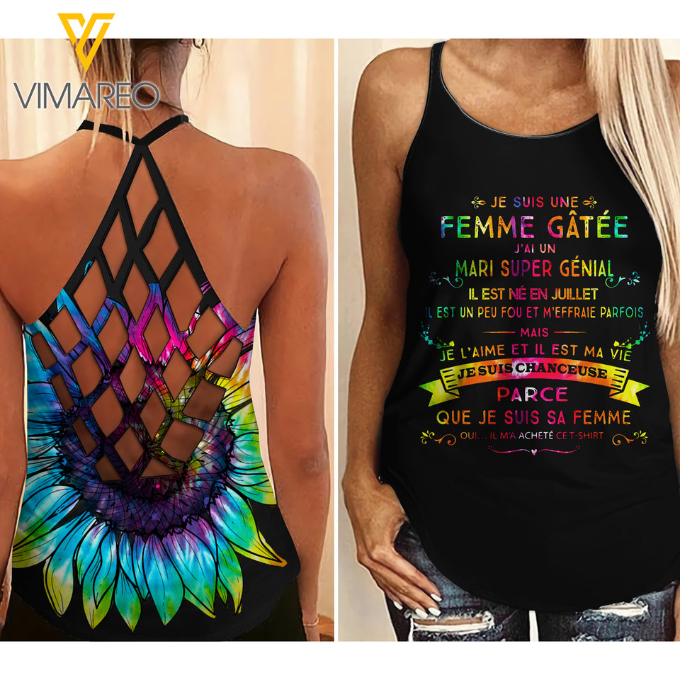 JULY guy wife Criss-Cross Open Back Camisole Tank Top TMT