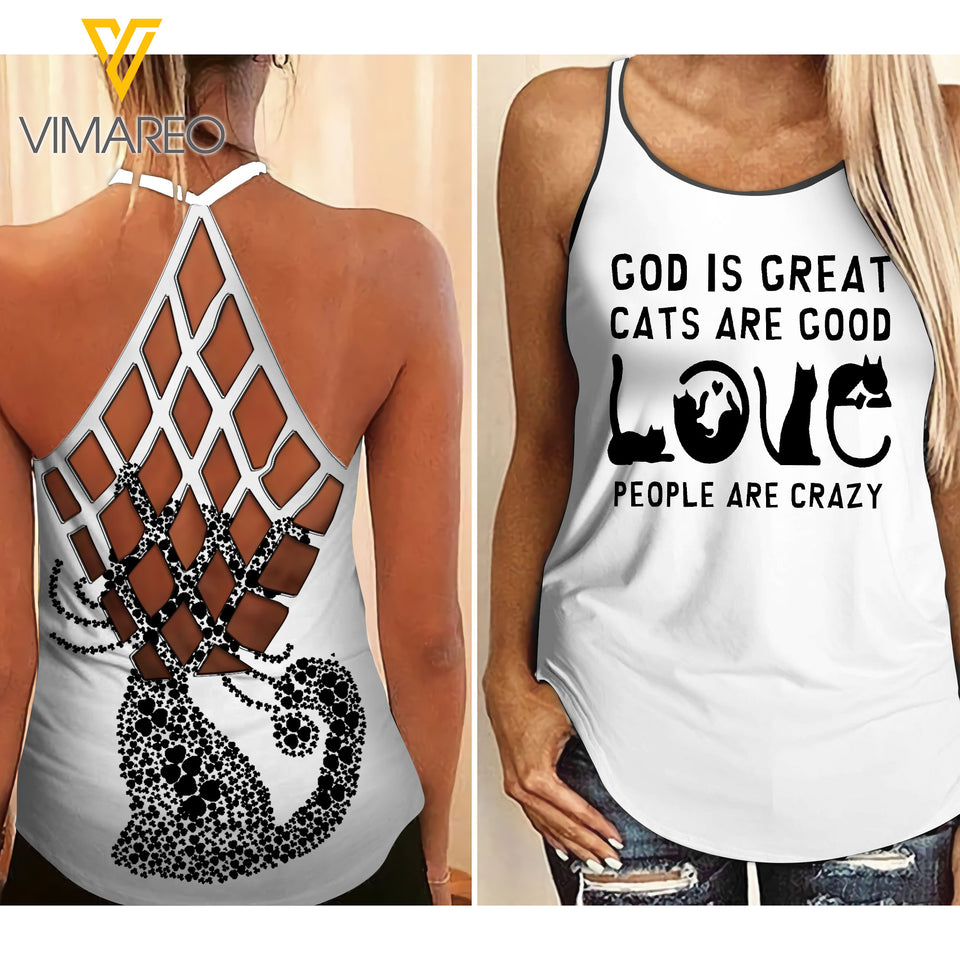Love Cat Criss-Cross Open Back Camisole Tank Top