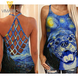 Bulldog Ocean Space Criss-Cross Open Back Camisole Tank Top