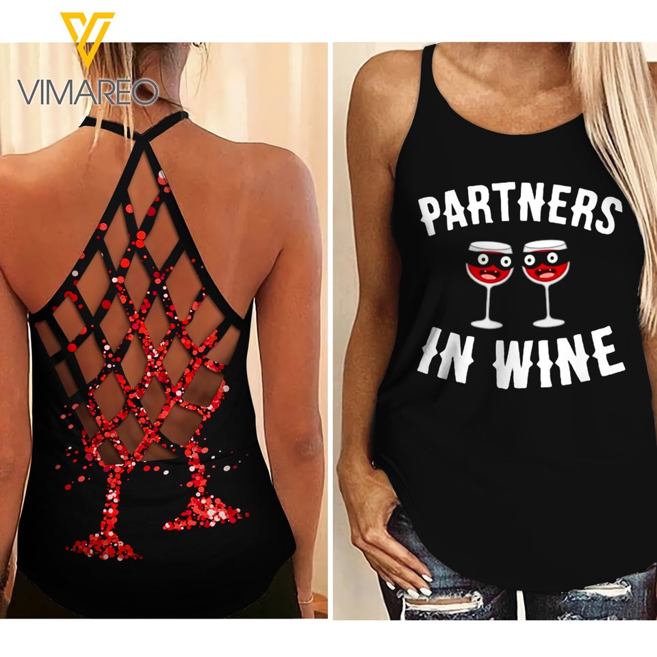 Partner in Wine Criss Cross Open Back Camisole Tank