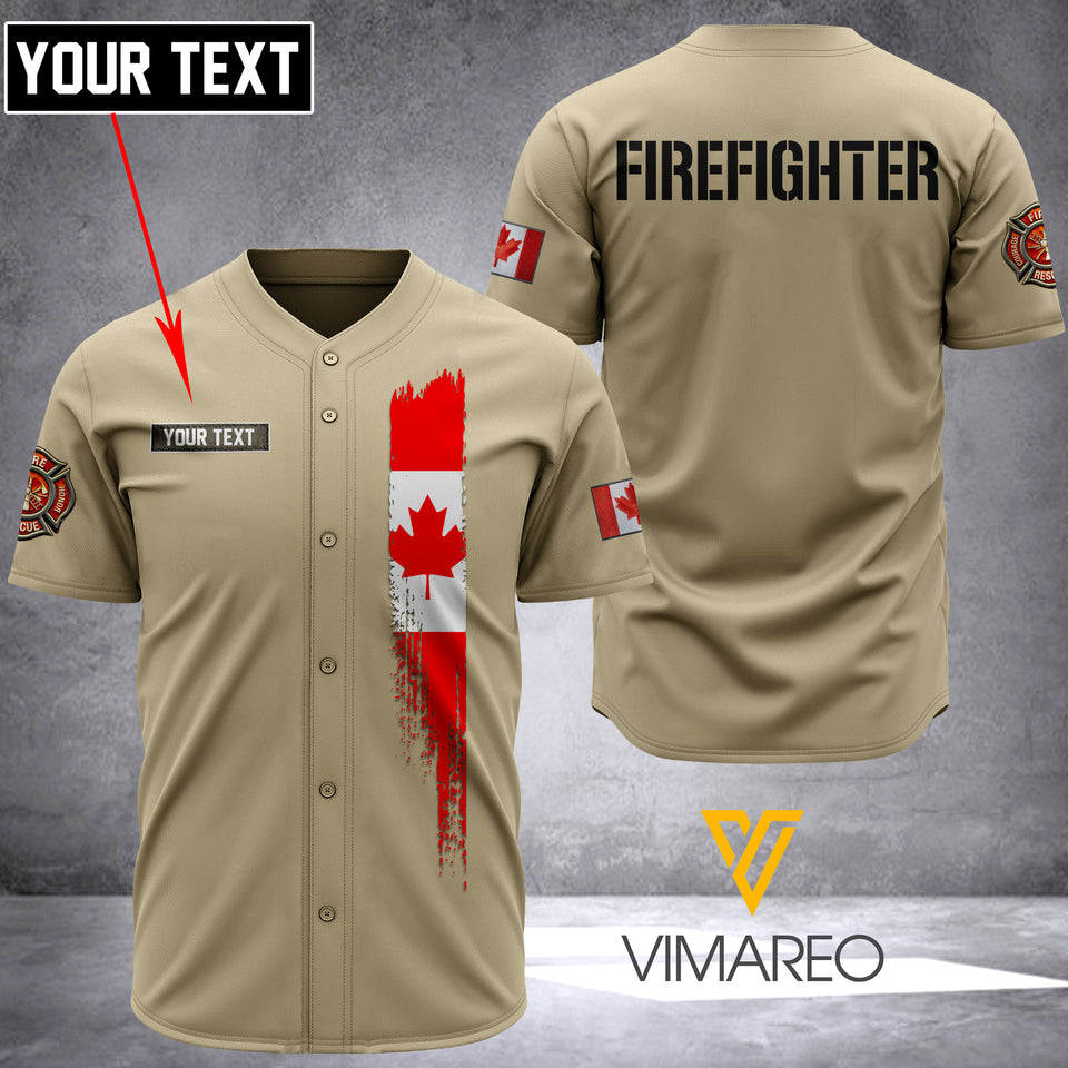 CANADA FIREFIGHTER BASEBALL JERSEY 3D PRINTED
