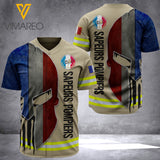 FREANCE FIREFIGHTER BASEBALL JERSEY 3D PRINTED