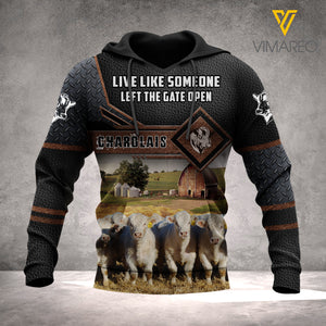 CHAROLAIS CATTLE HOODIE 3D PRINTED LC