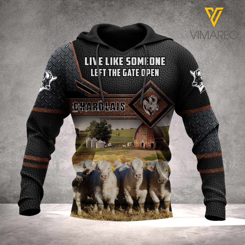 CHAROLAIS CATTLE HOODIE 3D PRINTED LC