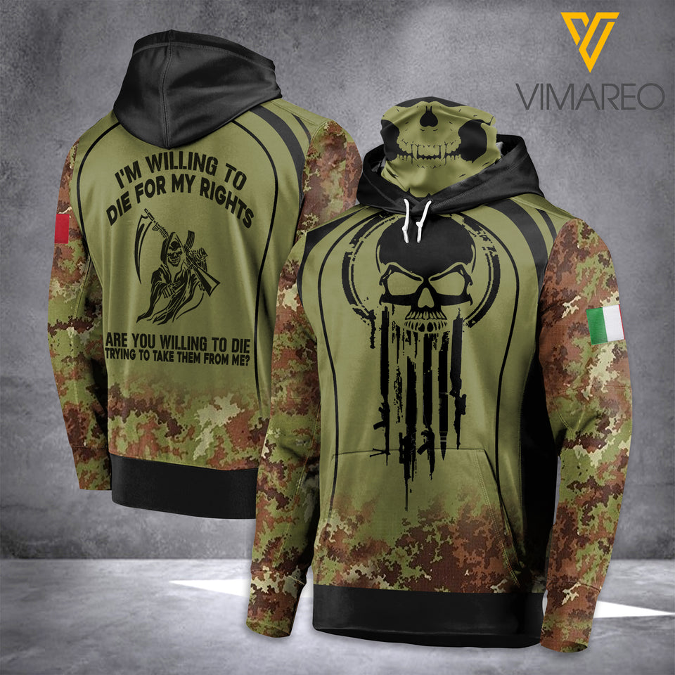 ITALIAN SOLDIER MASK HOODIE 3D PRINTED