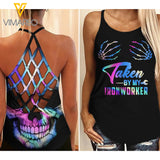 TAKEN BY MY IRONWORKER CRISS-CROSS OPEN BACK CAMISOLE TANK TOP