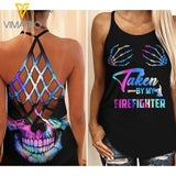 TAKEN BY MY FIREFIGHTER CRISS-CROSS OPEN BACK CAMISOLE TANK TOP