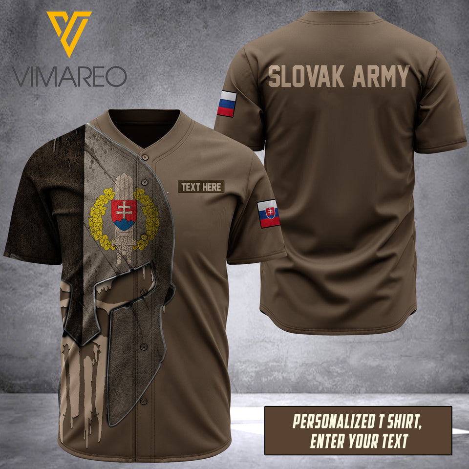 SLOVAK ARMY CUSTOMIZE BASEBALL JERSEY 3D PRINTED