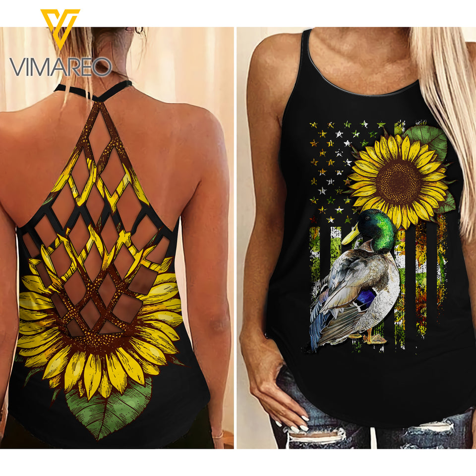 DUCK SUNFLOWER CRISS-CROSS TANK TOP