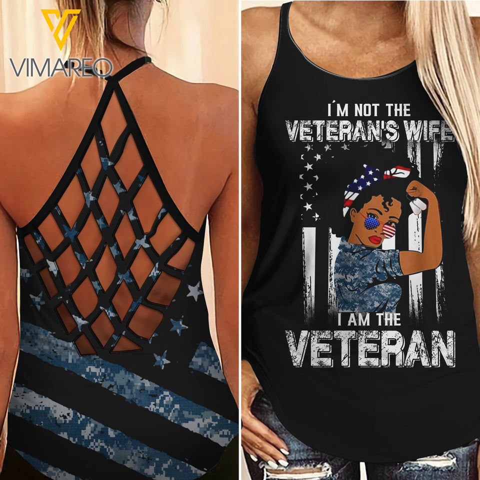 US NAVY WIFE CAMO CRISS-CROSS TANK TOP