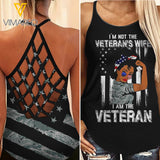 US AIR FORCE WIFE CAMO CRISS-CROSS TANK TOP