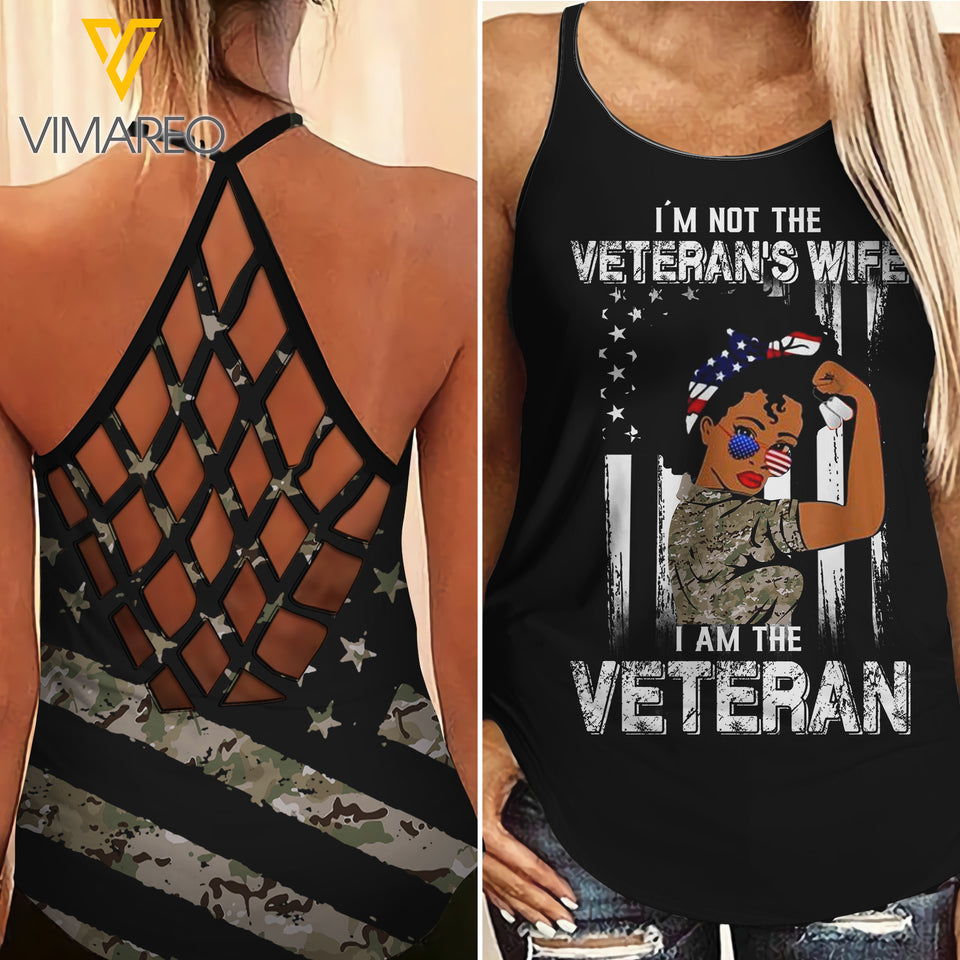 US ARMY WIFE CAMO CRISS-CROSS TANK TOP