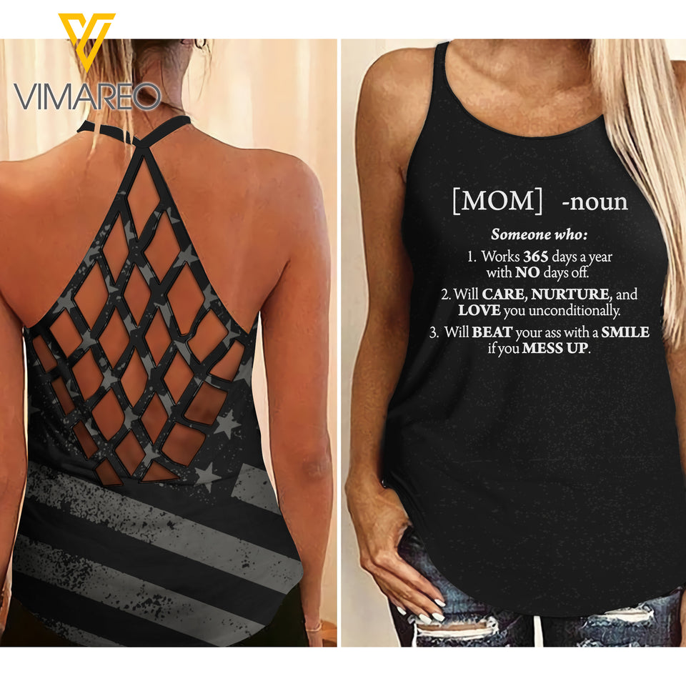 MOM CRISS-CROSS OPEN BACK CAMISOLE TANK TOP