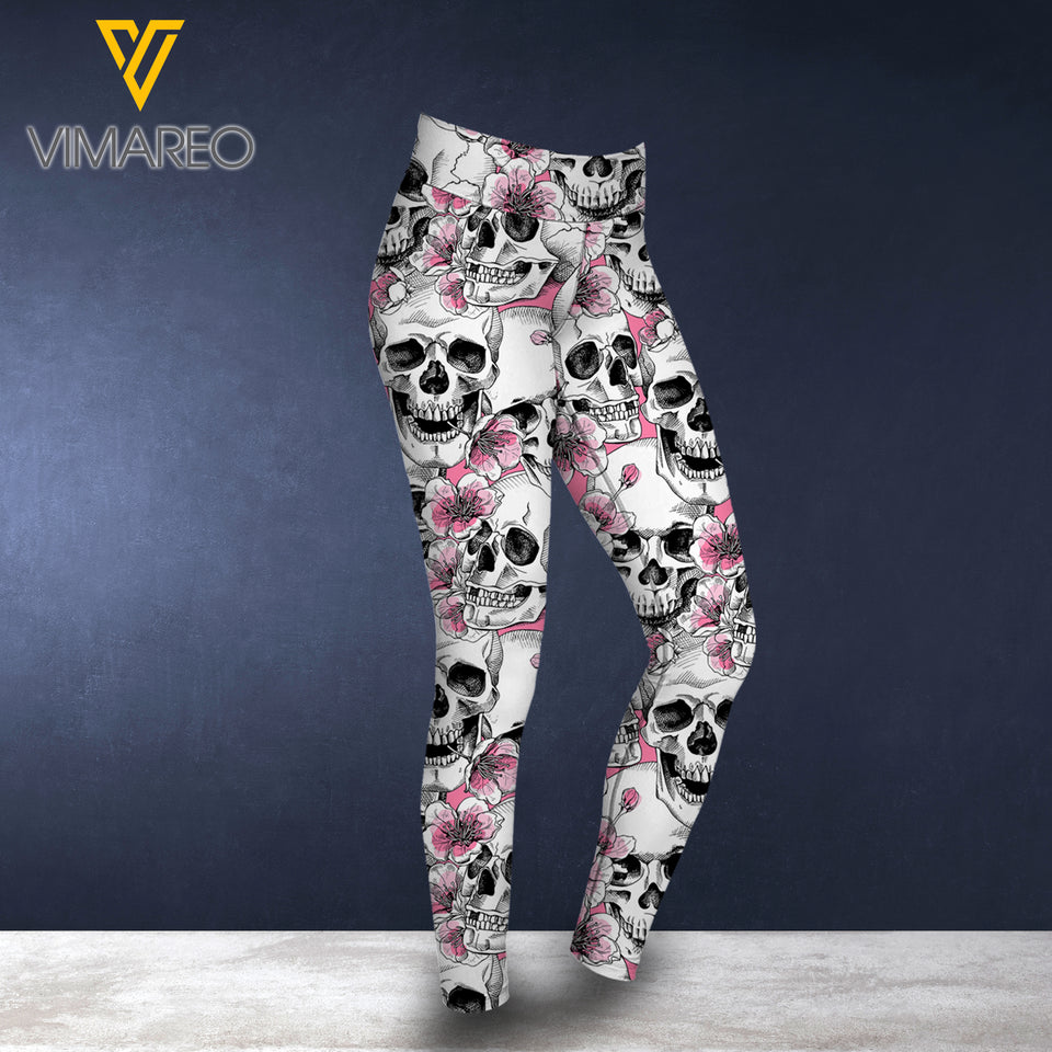 SKULL GIRL CRISS-CROSS OPEN BACK CAMISOLE TANK TOP/LEGGING