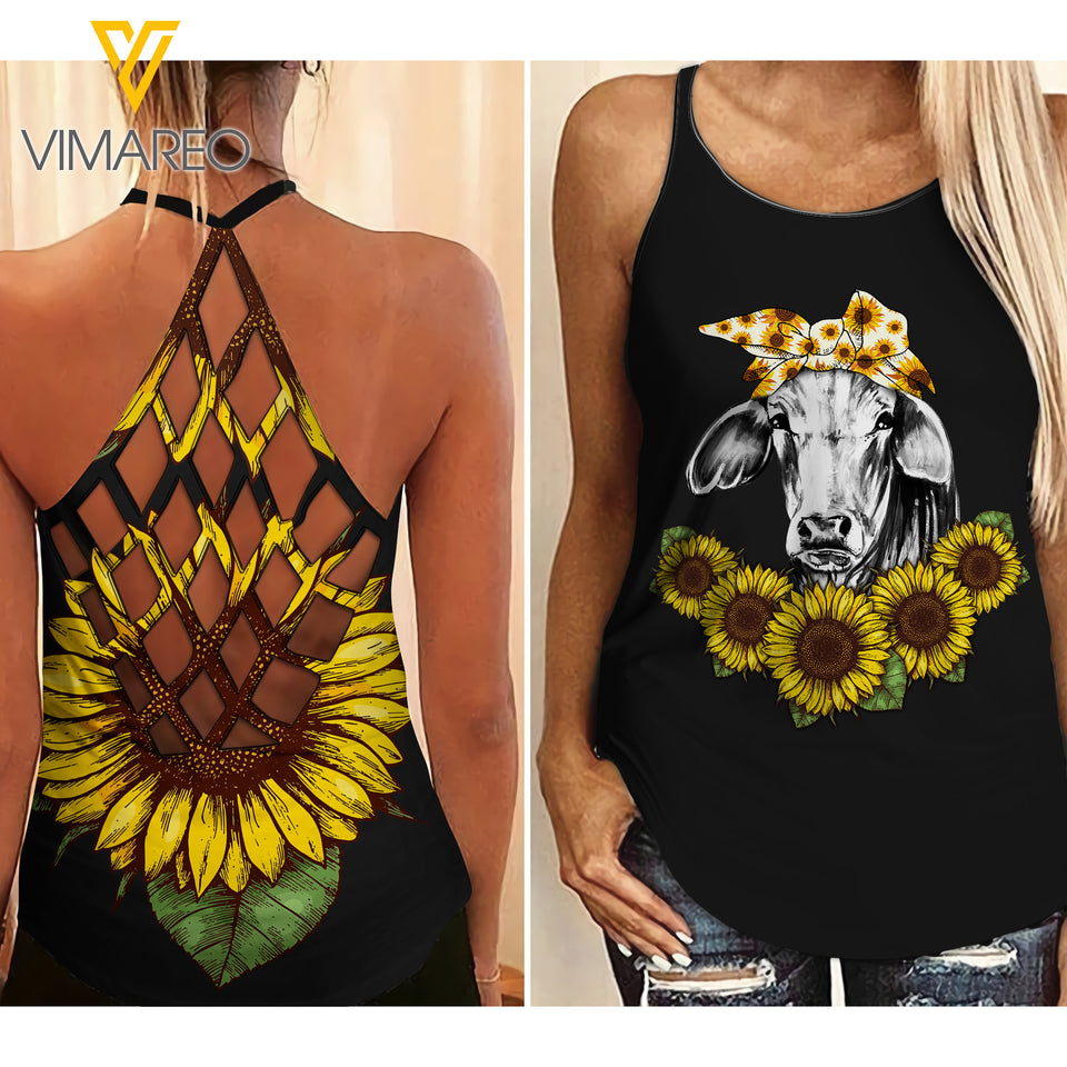BRAHMAN CATTLE CRISS-CROSS TANK TOP