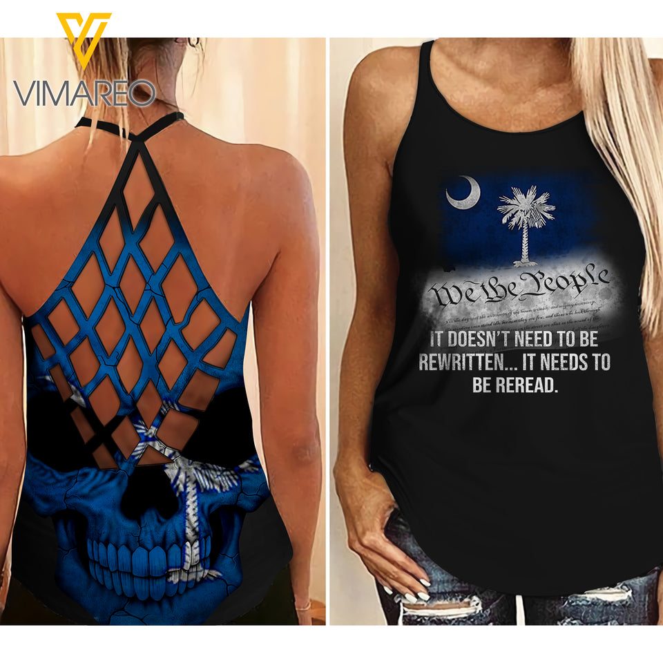 SOUTH CAROLINA-WE THE PEOPLE CRISS-CROSS OPEN BACK CAMISOLE TANK TOP
